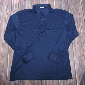 Collars & Co Polo Shirt Mens 2XL Blue Dress Collar Long Sleeve Golf Performance